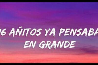 Sunset gradient banner with bold white brush-lettered Spanish text featuring 16 anos 6.