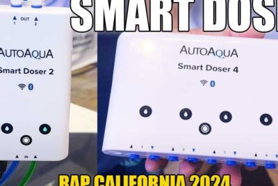 AutoAqua smart dosing controllers with Wi-Fi and Bluetooth icons shown, featuring a 4 doser 1 configuration.