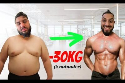 Before-and-after physique showing a 4 manader transformation from overweight to muscular