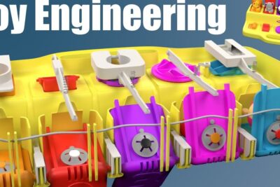 Colorful pop-up toy with levers, springs and gears designed a bekjempe boredom