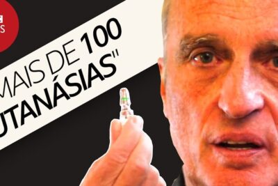 Close-up of a man holding a small injection vial beside a BBC-styled headline about a eutanasia 4.