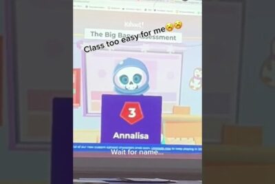 Projected classroom screen showing a Kahoot leaderboard with a cartoon skeleton avatar on the third-place podium during a a kahoot 2 quiz.