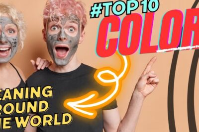 Two surprised young people wearing gray face masks in a colorful thumbnail about color meanings and aktenskaplig jamlikhet