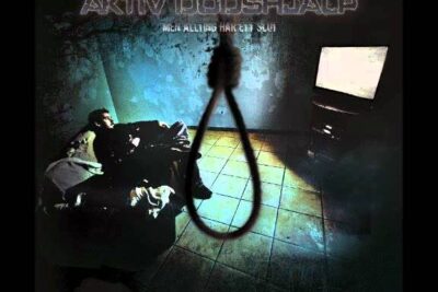 Aktiv dodshjalp 5 album artwork showing a silhouetted noose over a dim, tiled room with a solitary figure on a couch