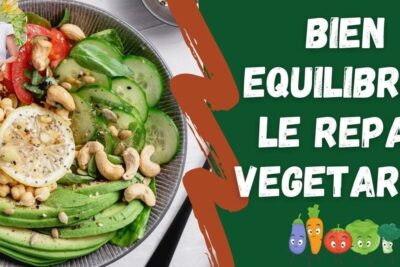 Colorful balanced vegetarian bowl with sliced avocado, chickpeas, cucumber, lemon and cashews illustrating alimentation vegetarienne 1