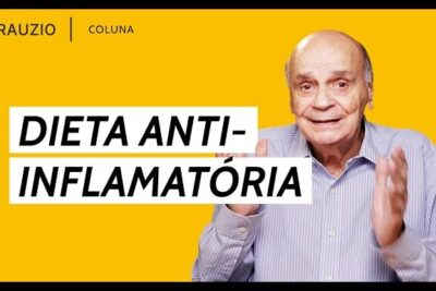 Presenter gesturing beside 'DIETA ANTI-INFLAMATÓRIA' headline on a vibrant yellow background alimentos naturais 2