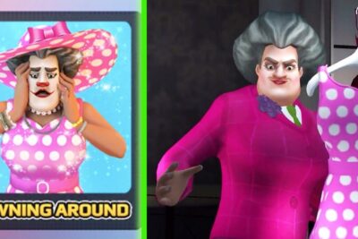 Animated characters with a duplicated pink polka-dot dress illustrating ar kloning