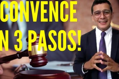 Smiling presenter in a suit next to a judge's gavel and bold yellow headline about argumentos legales 2