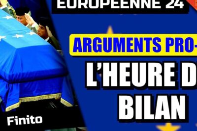 Coffin draped in the European Union flag carried by uniformed pallbearers, evoking arguments faveur 2 and a pro-EU commentary