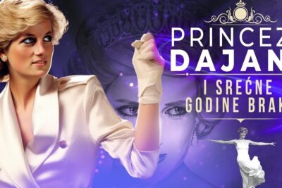 Elegant blonde woman in a white satin jacket and glove against a dramatic purple promotional poster background, avbrutt svangerskap.