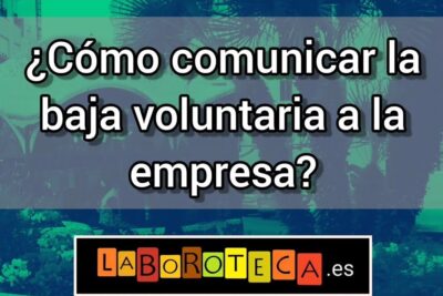 Banner asking how to communicate a voluntary resignation to the company with logo, featuring baja voluntaria 1