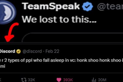 Screenshot of a Discord tweet joking about two types of people who fall asleep in voice chat, highlighted by a red arrow bef rworter 4.