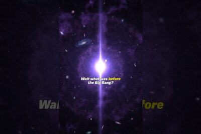 Purple nebula with a bright central burst and scattered galaxies illustrating big bang 1.