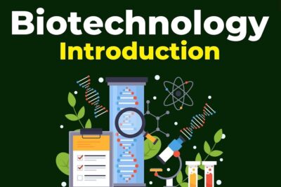 Illustration of DNA helix, microscope, test tubes and clipboard emphasizing biotechnological processes 1.