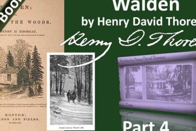 Collage of Walden book covers, cabin illustration and forest photos featuring the keyword bruge himmelvand.