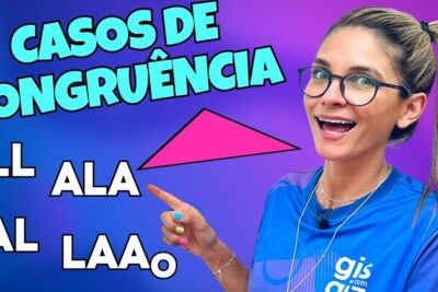 Colorful educational thumbnail showing a presenter pointing at a pink triangle and text labels including LLL, ALA, LAL and LAAO that highlight casos semelhantes in geometry