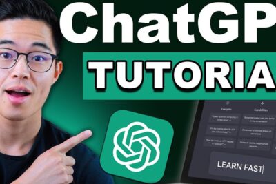 Person wearing glasses pointing at a bold 'TUTORIAL' banner and ChatGPT logo in a chat gpt 1 tutorial thumbnail