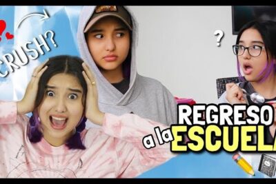 Three students making surprised faces in a colorful back-to-school thumbnail highlighting clases presenciales 1.