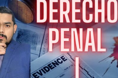 Graphic thumbnail showing a thoughtful man, gavel, evidence form, fingerprint and 'Derecho Penal' text with codigo penal 4