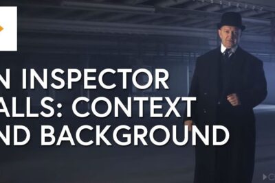 Promotional still with bold title text and a solitary man in a dark overcoat and bowler hat standing in a dim industrial space, context https 2.