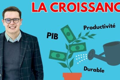 Smiling man beside an illustration of a money-plant being watered to represent croissance economique