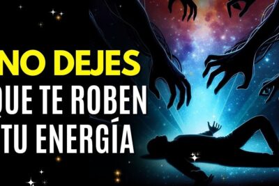 Silhouetted figure lying under a radiant cosmic glow as multiple dark hands reach in, a dramatic scene urging to cuidar proteger personal energy.