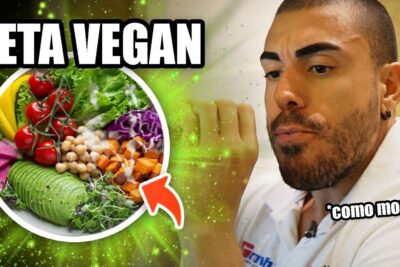 Man examining a vibrant plant-based bowl of avocado, cherry tomatoes, chickpeas, purple cabbage and roasted sweet potato, dieta vegana 2