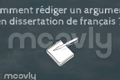 Chalkboard showing the French question about composing an argument with a pen and notebook for dissertation argumentative 1.