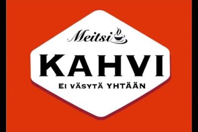 Red hexagonal coffee logo badge with bold KAHVI text and Meitsi script, symbolizing etta kahvi.