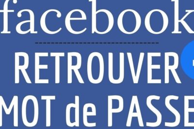 Facebook-style banner displaying 'Retrouver mot de passe' and a blue Facebook logo with facebook tarjoaa 1
