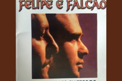 Two men's side profiles in warm lighting on a retro album-style cover with favor amar