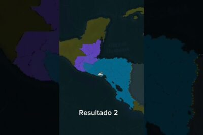 Colored map of Central America highlighting federacao centro americana 1 regions with a visible 'Resultado 2' label