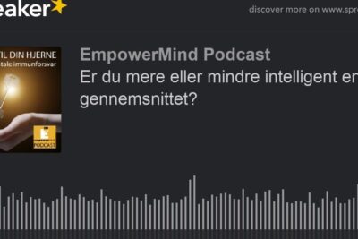 Podcast cover showing a glowing key above an open palm, EmpowerMind Podcast title, Danish episode question and waveform highlighting folelsesmassig intelligens.