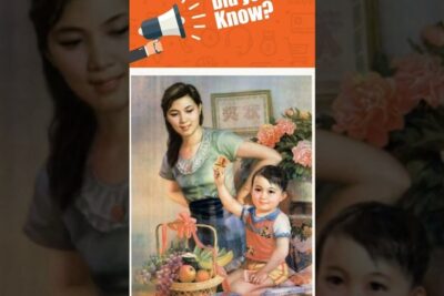 Vintage illustration of a mother and child with a fruit basket for eugenik educational content.