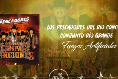 Album cover showing a regional band in cowboy hats with prominent 'fuegos artificiales' text