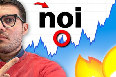 Man in glasses pointing at an upward blue chart with a flame icon symbolizing gas naturale price rise.
