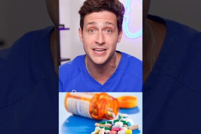 Clinician in scrubs and a spilled bottle of pills illustrating genetiske sygdomme treatment considerations.