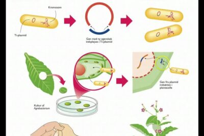 Illustrated diagram of Agrobacterium-mediated gene transfer and plant regeneration for genmodificerede planter 1