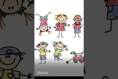 Colorful stick-figure children and a toy wagon illustration representing inkluderende sprakbruk.
