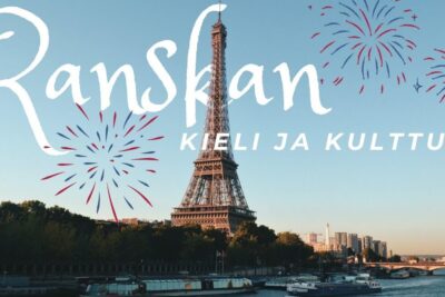 Eiffel Tower at sunset with fireworks over the Seine and boats, promoting inklusiivinen kieli 1