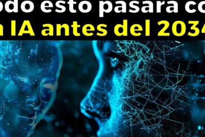 Two glowing blue digital faces connected by intricate network lines representing inteligencia artificial 3.