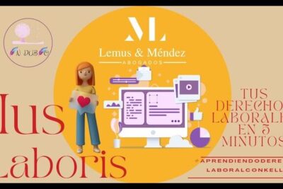 Graphic with Lemus & Méndez law firm logo, computer illustration and character explaining jornada continua 2