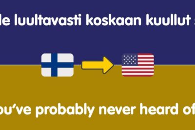 Graphic with Finnish flag, yellow arrow pointing to US flag and bilingual text mentioning jotka voivat 2