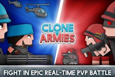 Colorful cartoon thumbnail showing blue and red soldier squads, helicopters and a tank in a PvP standoff labeled kloning ar 1.