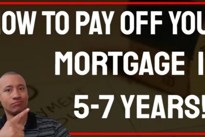 Man pointing at bold headline about paying off a mortgage in 5-7 years and kreditkarte kreditinstrument
