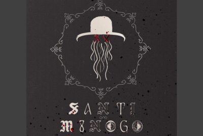 Illustrated dark emblem of a white hat with tentacle-like strands and red stitched Xs evoking la violenza.