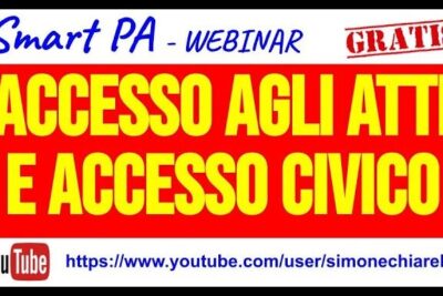 Red and yellow Smart PA webinar banner promoting access to public records and civic access, laccesso immediato 1.