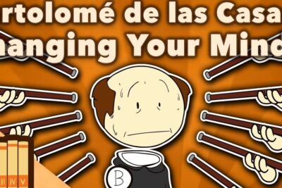 Sweating cartoon character surrounded by pointing sticks and stacked books, las extras 1.