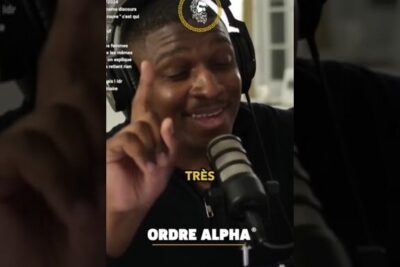 Speaker wearing headphones addressing a microphone with Ordre Alpha overlay and the phrase legalite exigences