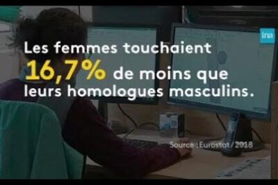 Infographic showing women earn 16.7% less than male counterparts, highlighting legalite salariale 1.